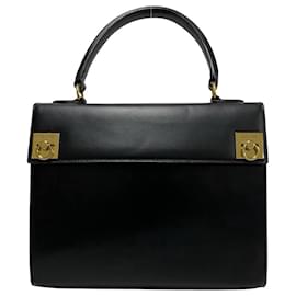 Céline-Celine Vintage Leather Mini Tote Handbag Black-Black