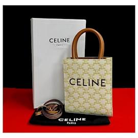 Céline-Celine Leather Vertical Cabas Tote Bag-White