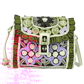 Dolce & Gabbana-Dolce & Gabbana Miss Dolce Top Handle Bag in Multicolor Floral Raffia -Multiple colors