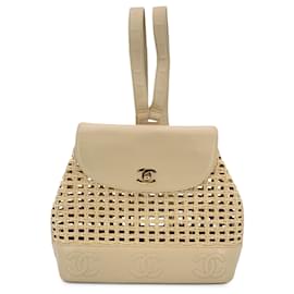 Chanel-Chanel Vintage Leather Backpack Timeless/Classique-Brown,Beige