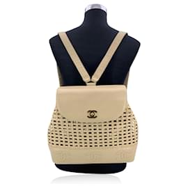 Chanel-Chanel Vintage Leather Backpack Timeless/Classique-Brown,Beige