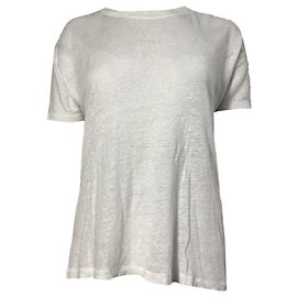 Camiseta branca de linho com detalhe em renda Iro Branco Cru