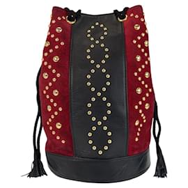 Yves Saint Laurent-Yves Saint Laurent Suede Leather Shoulder Bag-Red