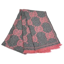 Gucci-Gucci Grey Pink Shawl Scarf 598993-Grey