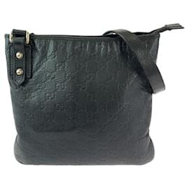Gucci-Gucci Leather Black Shoulder Bag Pochette-Black