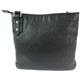 Gucci-Gucci Leather Black Shoulder Bag Pochette-Black