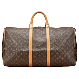 Louis Vuitton-Louis Vuitton Monogram Keepall 55 Boston Bag M41424-Brown