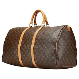 Louis Vuitton-Louis Vuitton Monogram Keepall 55 Boston Bag M41424-Brown