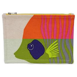 Hermès-Hermes Toile Ash Flat PM Pouch-Orange