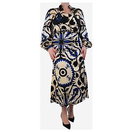 Johanna Ortiz Robe midi imprimée neutre - taille UK 12 Autre