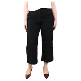 Oscar de la Renta-Black broderie-anglaise trousers - size UK 14-Black
