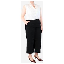 Oscar de la Renta-Black broderie-anglaise trousers - size UK 14-Black