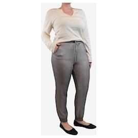 Missoni-Taupe cuffed lurex trousers - size UK 12-Brown