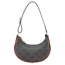 Céline-Celine Triomphe Mini Ava Handbag Brown PVC Leather-Brown