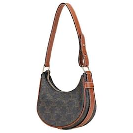 Céline-Celine Triomphe Mini Ava Handbag Brown PVC Leather-Brown
