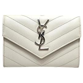 Yves Saint Laurent-Yves Saint Laurent Leather Envelope Wallet Card Case-White