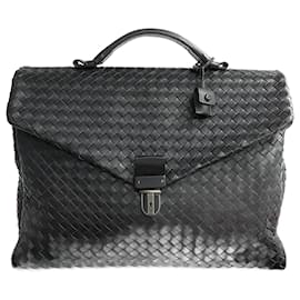 Bottega Veneta-Bottega Veneta Leather Briefcase Black-Black