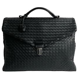 Bottega Veneta-Bottega Veneta Leather Briefcase Black-Black