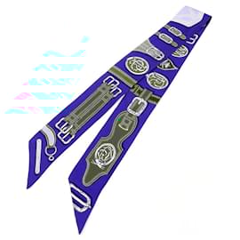 Hermès-Hermes Silk HARNAIS DES PRESIDENTS Scarf-Blue
