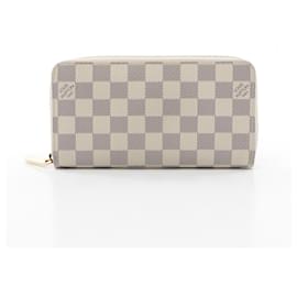 Louis Vuitton-Carteira Zippy Louis Vuitton Damier Azur N60019-Branco