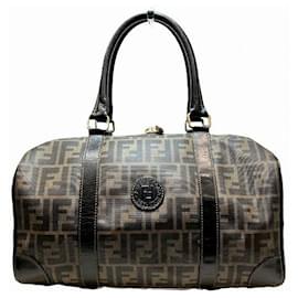 Fendi-Fendi Zucca Handbag Boston Bag-Brown