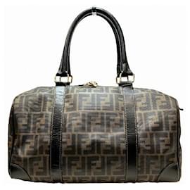 Fendi-Fendi Zucca Handbag Boston Bag-Brown