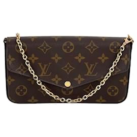 Louis Vuitton-LOUIS VUITTON Pochette Felicie em canvas Monogram com alça cruzada-Marrom
