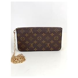 Louis Vuitton-LOUIS VUITTON Pochette Felicie em canvas Monogram com alça cruzada-Marrom