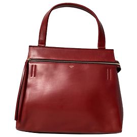 Céline  Celine Medium Edge Zipped Handbag in Red Leather Blue Light blue