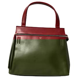 Céline- Celine Medium Edge Zipped Handbag in Red Leather-Blue,Light blue