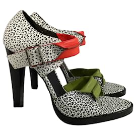 Alexander Wang- Alexander Wang Crackle Detail Sandal Heels in Multicolor Leather-Multiple colors