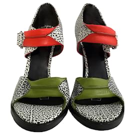 Alexander Wang- Alexander Wang Crackle Detail Sandal Heels in Multicolor Leather-Multiple colors