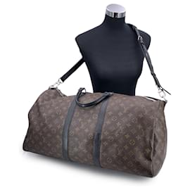 Louis Vuitton-Monogram Macassar Keepall Bandouliere 55 Travel Bag-Brown