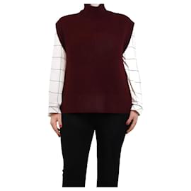 Autre Marque-Burgundy ribbed high-neck jumper vest - size L-Dark red