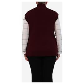 Autre Marque-Burgundy ribbed high-neck jumper vest - size L-Dark red