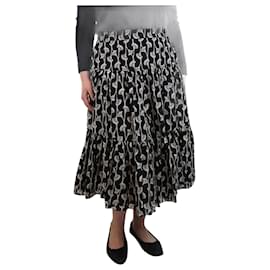 Autre Marque-Black Ginko leaf midi skirt - size UK 14-Black