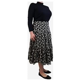 Autre Marque-Black Ginko leaf midi skirt - size UK 14-Black