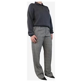 Etro-Black check pleated wool-blend trousers - size UK 14-Black