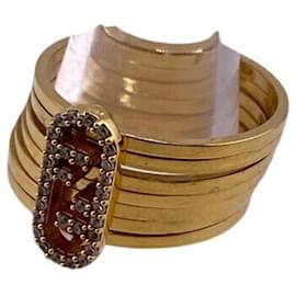 Fendi-Fendi Orlock Rhinestone Band Ring-Golden
