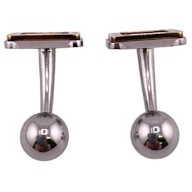Cartier-Cartier Santos Cufflinks in 18K Yellow Gold and Silver-Silvery