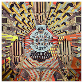 Hermès-Hermes Carre 90 Point D'ORGUE Fermata Scarf-Orange