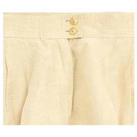 Chanel-Chanel 1990s Mini Short FR34/36 Beige Linen Shorts UK6 US4-Beige