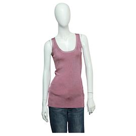 Gucci Ärmelloser Pullover V-Ausschnitt Cami Top Metallic Fuchsia Viskose Polyester S Pink