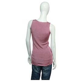 Gucci-Gucci  Sleeveless Sweater V-neck Cami Top Metallic Fuschia Viacose Polyester S-Pink