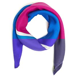 Hermès-Hermès 2015 Square Scarf 70 Quadri Blue Fuchsia Silk 70 Scarf Hermes-Blue