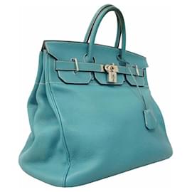 Hermès-Hermes Handbag Haute Couture 40 Togo Blue Jean-Blue