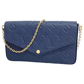 Louis Vuitton-Bolsa de ombro Pochette Felicie Monogram Empreinte Louis Vuitton-Azul marinho
