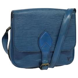 Louis Vuitton-LOUIS VUITTON Epi Cartouchiere MM Bolsa de Ombro Azul M52245 LV Auth MY384-Azul