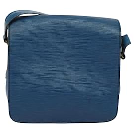 Louis Vuitton-LOUIS VUITTON Epi Cartouchiere MM Bolsa de Ombro Azul M52245 LV Auth MY384-Azul
