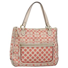 Bolsa Tote de Assinatura Coach em Lona Rosa Auth bs24113 Rosa